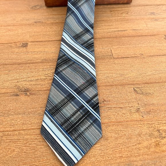 60's Van Gogh Necktie - Blue, Gray & Black - Picture 1 of 5